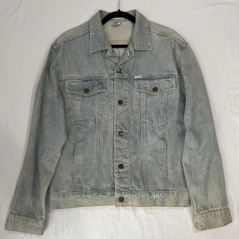 VTG GUESS Georges Marciano Jacket Mens Blue Acid Wash Denim 90s Y2K Large